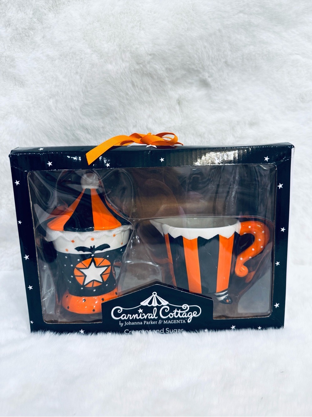 Johanna Parker Cream & Sugar Set Carnival Cottage Halloween table 👻